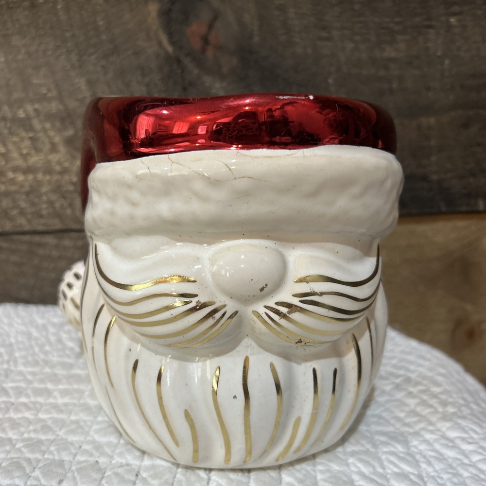 Bath & Body Works‎ Santa Ceramic 3 Wick Pedestal Candle Holder